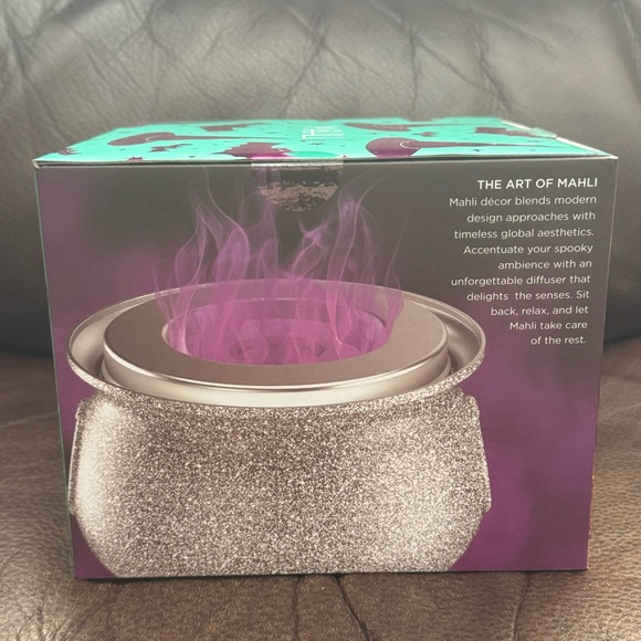 Mahli Flaming Cauldron Aroma Diffuser - Silver Glitter with Purple Flame NIB - Picture 4 of 8